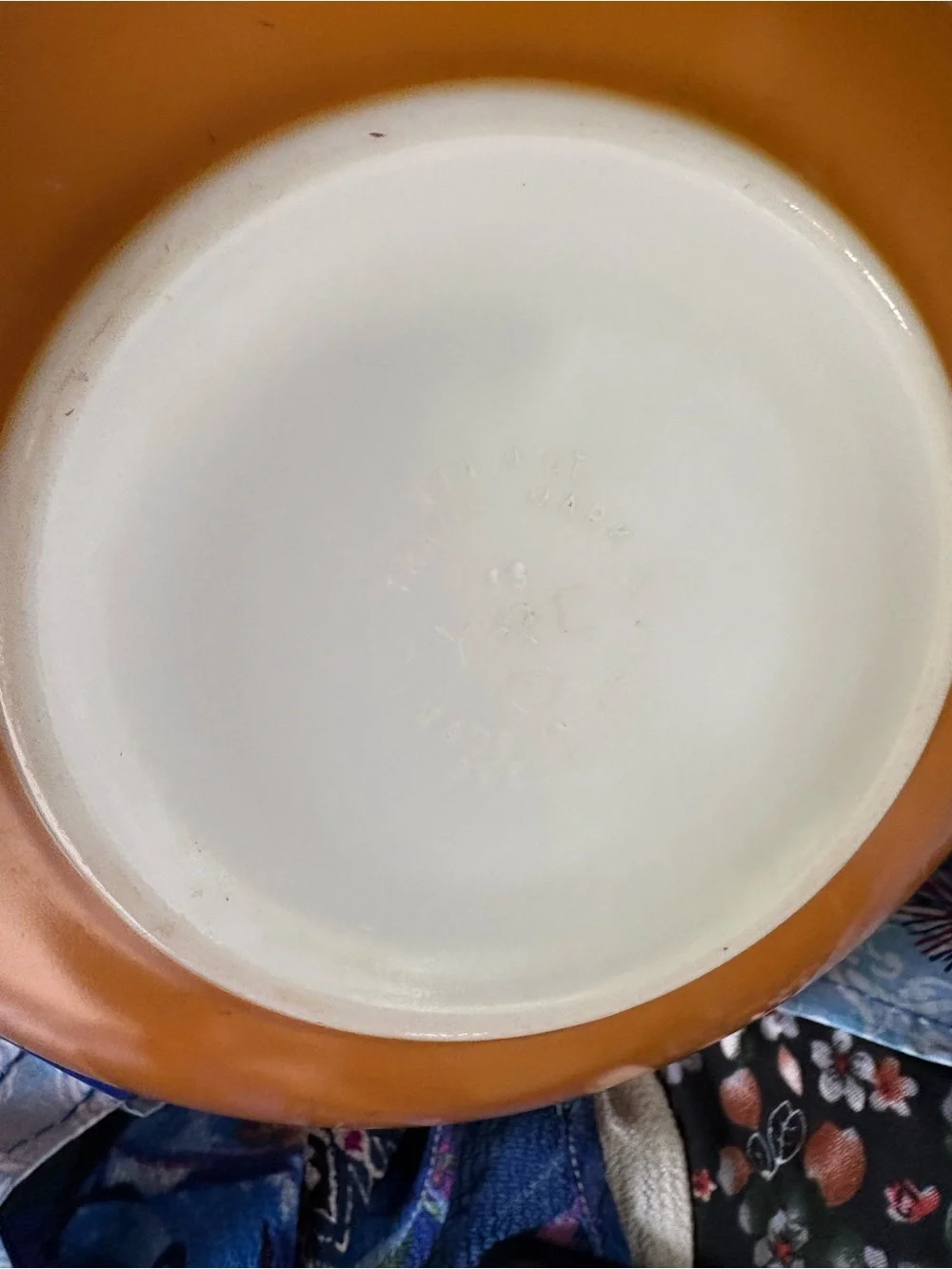 Pyrex Old Orchard Cinderella mixing bowl, likely the 4-quart model #444
